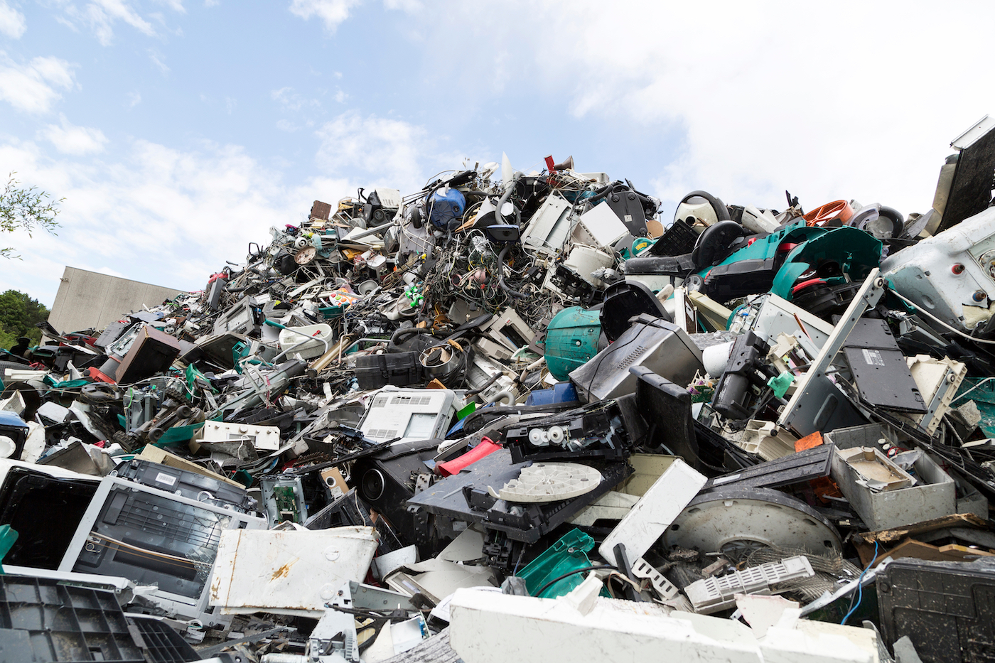 A giant pile of electronics dumped from the trash. E-waste