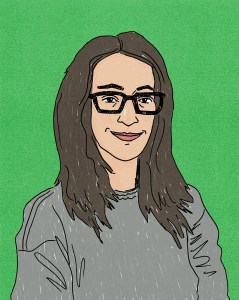 An illustration of a woman wearing glasses