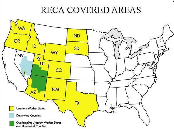 A map of areas covered by RECA in the American Southwest