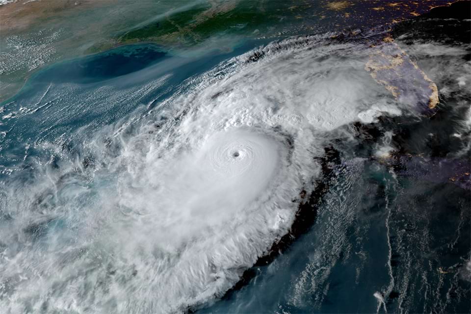 A large hurricane passing over west Florida