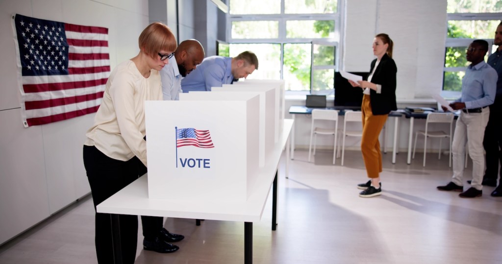 Usa Voting Booth. United States Voter Poll