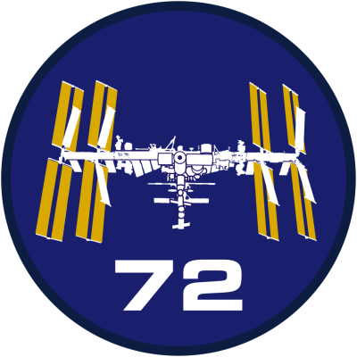 The official insignia of the Expedition 72 crew that will live and work aboard the International Space Station for a six-month space research mission beginning in late 2024. The simple patch design highlights the configuration of the orbital laboratory with its six roll-out solar arrays augmenting the station's power generation system.