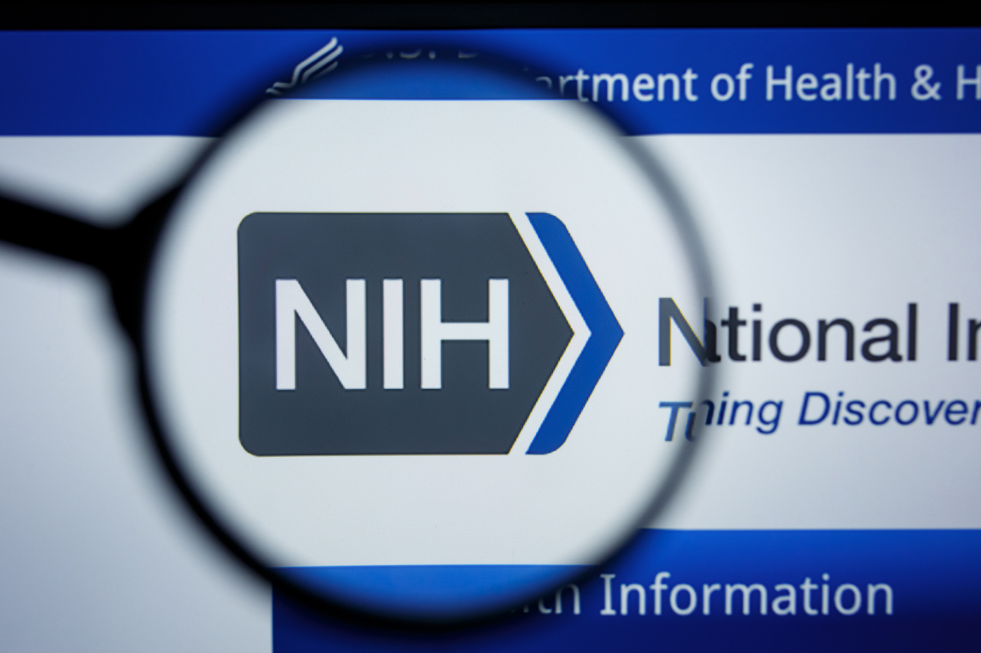 Los Angeles, California, USA - 17 Jule 2019: Illustrative Editorial of NIH website homepage. National Institutes of Health logo visible on display screen.